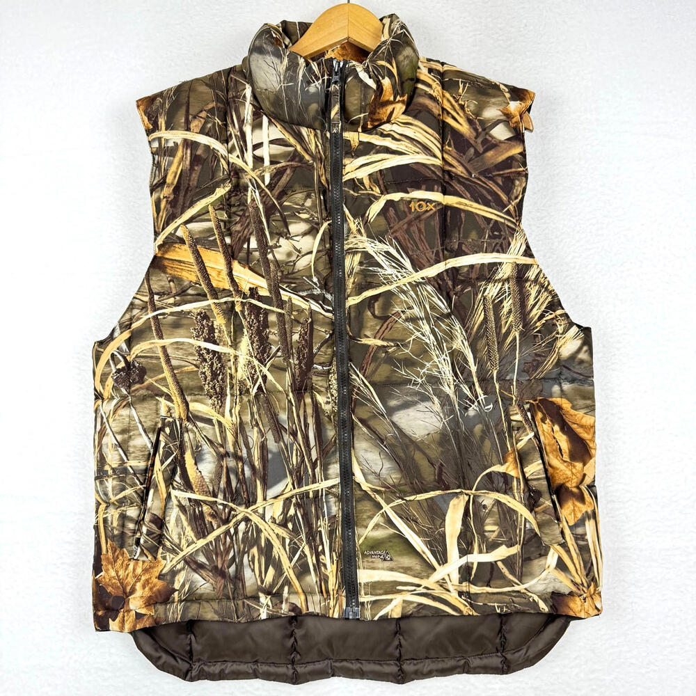 10X Men's Large Reg Camouflage Camo Down Insulated Thick Puffer Vest Hunting